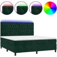 vidaXL Boxspringbed met matras en LED-verlichting, donkergroen, 180x200 cm, fluweel