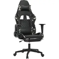 vidaXL Massage gamestoel met voetensteun kunstleer zwart en camouflage
