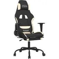 vidaXL Gamestoel met voetensteun en massagefunctie stof zwart en rood