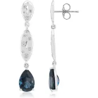 Cavill - Zilveren Oorbellen met 3,689 ct Londen Blauwe Topaas - 925 Sterling Zilver - Peervormige Druppel - Zirkonia Accenten - Elegant & Nikkelvrij
