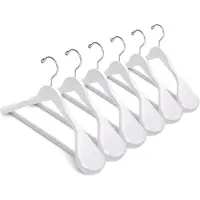 Famanu – Set van 10 luxe kleerhangers van massief hout, wit, 44,5 cm, brede schouders (5,8 cm), voor jassen, kostuums en jassen, met ronde antislip stang