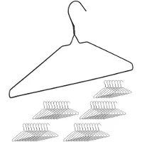 Famanu – Kledinghangers set van 48 stuks, dunne metalen kleerhangers met broeklat, zwart, ideaal voor blouses en shirts, voor in de kast