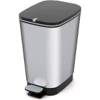 Markenlos – Pedaalemmer 10L met deksel en pedaal, binnenemmer voor keuken en badkamer, zilver metallic, 10 liter