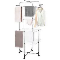 Famanu – Droogtoren met 4 lagen, drooglengte 40 meter, met wieltjes en houders, wasrek 68x68x170 cm in wit
