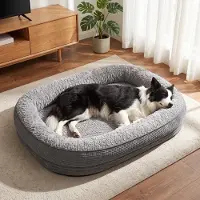 Markenlos – Hondenmand voor grote honden, wasbaar hondenkussen, zacht en donzig, ademend hondenbed met antislip, pluche hondenmat, 90x60x9 cm