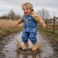 Ducksday Regenpak – Regenoverall – Waterdicht & Ademend – Gerecycled Polyester – Maat 116/122 – Twin