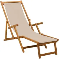 vidaXL Opvouwbare zonnebed Massief Eucalyptus Hout Beige