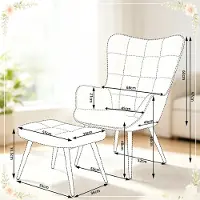 HAUSS SPOLE Fauteuil – Relaxstoel Met Hocker – Comfortabel Met Hoge Rugleuning En Armleuningen – Voor Woonkamer En Slaapkamer – Corduroy Crèmewit