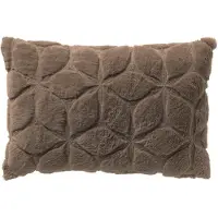 Dutch decor QUINN - sierkussen 40x60 cm - bontlook - gewatteerd bloemmotief - Driftwood - taupe - Inclusief binnenkussen - Luxe kussens voor woonkamer & bank