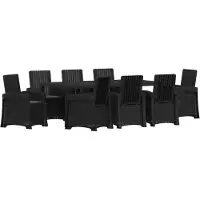 vidaXL Tuin Eettafel Set 9 st Antracietkleurig PP