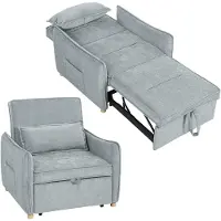 HOMCOM -Stoelbed - Chenille (100% polyester) - 88x84x87cm - Grijs