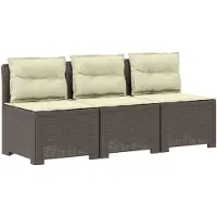 vidaXL 3-Zits Tu bank met Kussens Rattan Look 3-zits PP Lichtgrijs