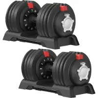 Songmics - Dumbbells - Verstelbare Dumbbell Set - 2 Stuks - 12-in-1 Gewicht van 3 tot 24 kg - Met Standaard