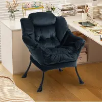HAUSS SPOLE Fauteuil - Relaxstoel Met Metalen Frame En Zachte Vulling - Voor Woonkamer, Balkon Of Terras - Met Armleuningen - Velvet Zwart
