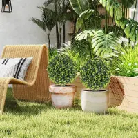 HAUSS SPOLE Kunstplant Buxus 2 Stuks Voor Binnen En Buiten 40 Cm Kunststof Groen Met Bodempin UV Bestendig Voor Terras En Tuin Decoratie