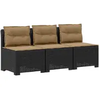 vidaXL 3-Zits Tu bank met Kussens Rattan Look 3-zits PP Antraciet