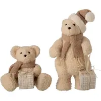 J-Line beer met cadeau stof beige - set van 2 - 21 x 20 x 26 cm