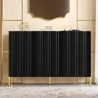 STILVORA Schoenenkast Met 3 Deuren En Geribbelde Front - Verstelbare Planken En Geruisloze Scharnieren - Voor Hal En Woonkamer - MDF En Spaanplaat - Zwart - 120 X 35,5 X 80 Cm