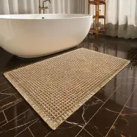 Famanu – Wasbare boho-badmat in grijs, antislip douchemat voor badkamer, woonkamer en slaapkamer, 50 x 80 cm