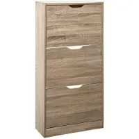 Famanu – Schoenenkast met 3 laden in eiken-look, natuurlijke kleuren, ideaal voor het opbergen van schoenen en accessoires
