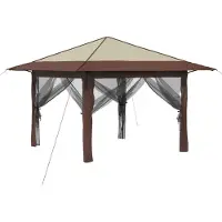 vidaXL Gazebo met 4 zijwanden, 3,3 x 3,3 m, crème en bruin
