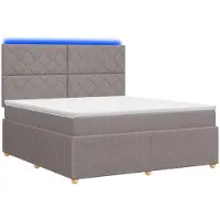 vidaXL LED boxspringbed met matras, taupe, 140 x 190 cm, gestoffeerd