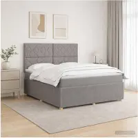vidaXL LED Boxspringbed met Matras Taupe 140 x 200 cm Stof