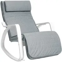 Songmics - Relaxfauteuil - Schommelstoel van Berkenhout - Relaxfauteuil met Verstelbare Voetsteun - Tot 150 kg Belastbaar