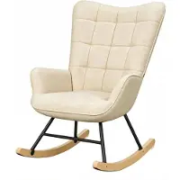 HAUSS SPOLE Schommelstoel - Ergonomische Fauteuil Met Hoge Rugleuning En Armleuningen - Voor Lezen En Ontspannen - Velvet Beige
