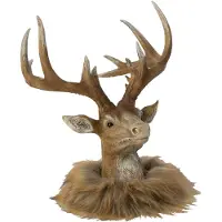 J-Line decoratie Rendier Hoofd - polyresin - donkerbruin/beige - large