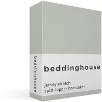 Beddinghouse katoen - Splittopper Hoeslaken - 160 x 200/220 cm Pocket depth: 25 cm Split: 85 cm - Grijs Groen