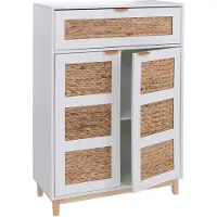 MCW Commode -P54, kast, dressoir, hoogkast, MDF met melamine-afwerking en waterhyacintfront 115x80x35 cm ~ wit