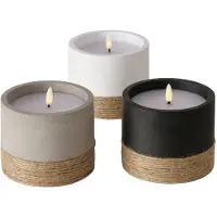 Boltze - LED-kaarsen - Led - Met timer - Hogan - Set van 3 - Beton, wax en jute - Ø 12 x 12 cm