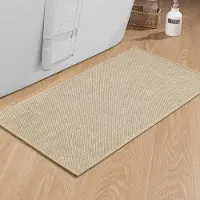 Famanu – Badkamermat 43 x 81 cm, antislip badmat met rubberen achterkant, wasbare badmat voor badkamer en douche, beige