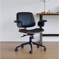 HAUSS SPOLE Bureaustoel - Ergonomisch Design - In Hoogte Verstelbaar En Draaibaar Met Wielen - Voor Thuiswerkplek En Kantoor - Leer Zwart