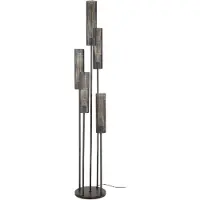 Nest of Nora Vloerlamp Evan - Industrieel 5-lichts buisvormig design - Met mesh kap - Zwart