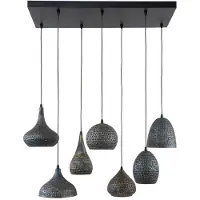 Nest of Nora Hanglamp Riom - 7-lichts industriele eettafellamp - Zwart bruin