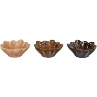 Nest of Nora Waxinelichthouders set van 3 - Ø8,5x3,5 cm - Beige Bruin Donkerbruin