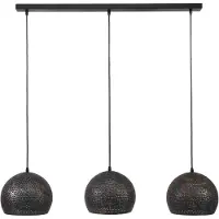 Nest of Nora Hanglamp Riom - 3-lichts industriele eettafellamp - E27 - Zwart bruin