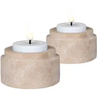 Nest of Nora 2 pack Theelichthouders set - Travertin - Natural