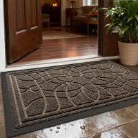 Famanu – Antislip deurmat voor binnen, 60 x 90 cm, zware waterabsorberende schoonloopmat voor voordeur, gang en entree, bruin