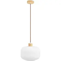 Nest of Nora Hanglamp Brynn - Glas en hout Ø30 cm - Wit