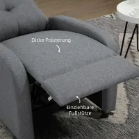 HAUSS SPOLE Relaxfauteuil Handmatig Verstelbaar Met Ligfunctie En Voetsteun Voor Woonkamer En Tv Kamer Van Stof In Grijs Met Armleuningen