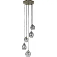 Nest of Nora Hanglamp Riko - 5-lichts getrapt design - Glas Ø18 cm - Chroom glas