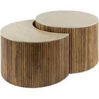 Nest of Nora Salontafel set Sora - Set van 2 - Rond en maanvorm - Massief mangohout