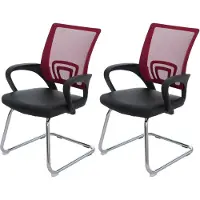 MCW Set van 2 conferentiestoelen Ancona, bezoekersstoel, kunstleer, MVG-gecertificeerd ~ rood