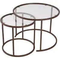 Skye Decor , hoogwaardige set van drie bijzettafels - Saffier eikenhout, 100% metaal