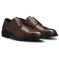 BOSS Derbyschoenen van generfd leer met neusdetail