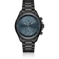 BOSS BOSSLETIC horloge met zwarte coating en blauwe wijzerplaat