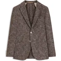 BOSS Slim-fit blazer van materiaal met microdessin